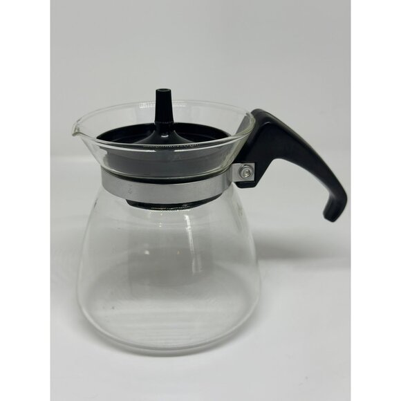 VTG Unknown Brand Glass Small Mini Coffee Tea Carafe Pot With Lid Handle Serving - Picture 2 of 5